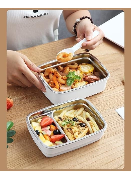 KOIME Lunch Box Wooden Single Compartment Stainless Steel Bento Lunch Box Thermal Insulated Wooden Style Lid Snacks Box Tiffin Box for Boys Girls School Office MenWomen Leak Proof Pack of 1 2024  - Image 4
