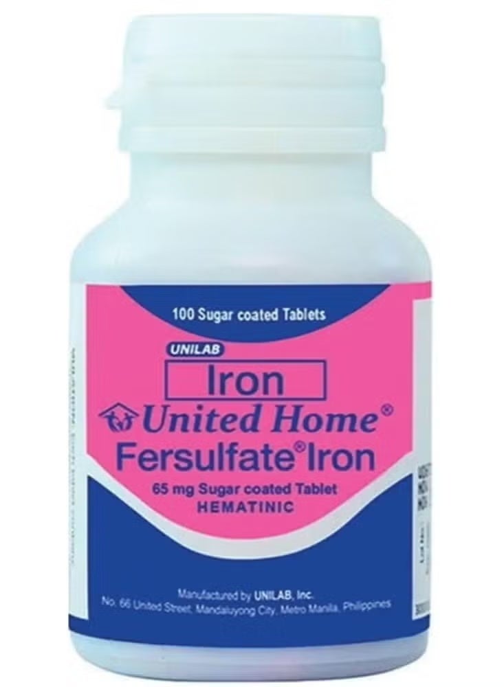 United Home - Sugar-Coated Ferrous Sulfate - 100 Tablets