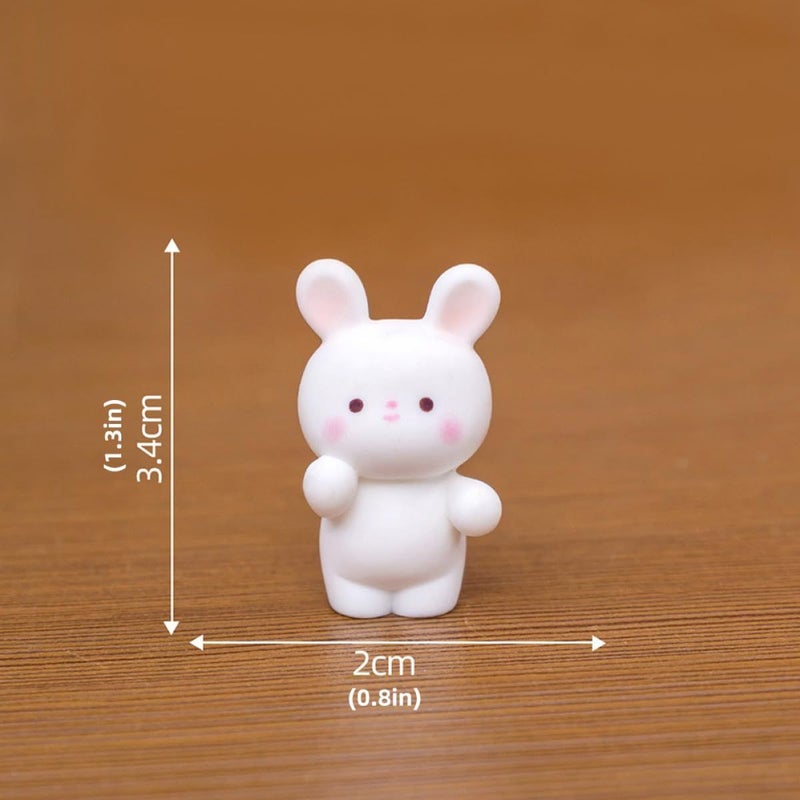 Rabbit And Bear Resin Miniature Animals 7pcs Garden Decoration Craft Set - Image 3