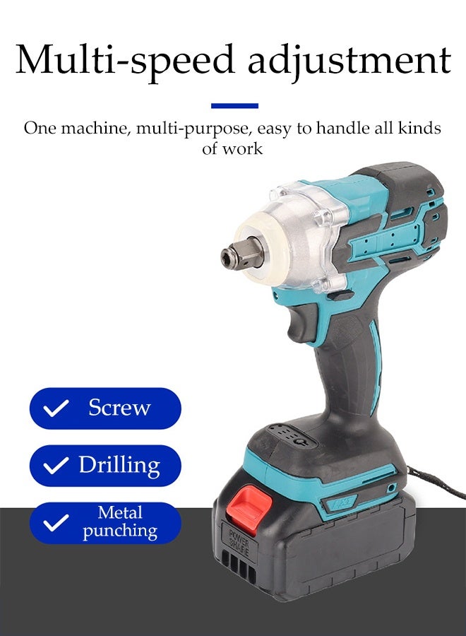 DUNISO مجموعة مفك صدمات لاسلكي عزم دوران عالي مفك صدمات بدون فرشاة قابل لإعادة الشحن كهربائي للأمام والخلف مع بطارية وإكسسوارات متعددة الوظائف لسيارات الشاحنات والإطارات والسقالات - Image 2