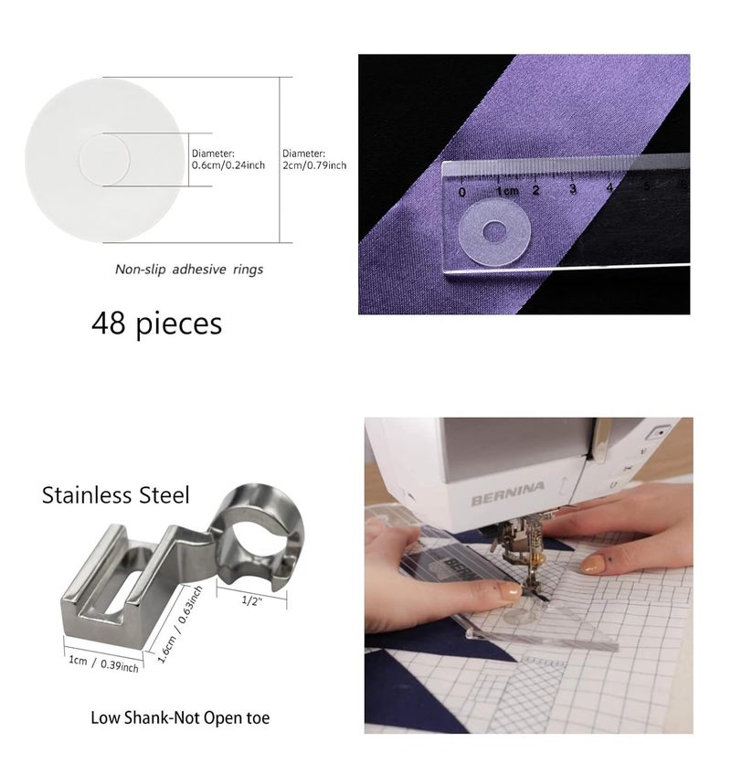 JFTOWN Meander Stipple Quilting Ruler Free Motion Quilting Template Rulers 3mm for Domestic Sewing Machine and Low Shank Ruler add 48pcs Non-Slip Grips - Image 2