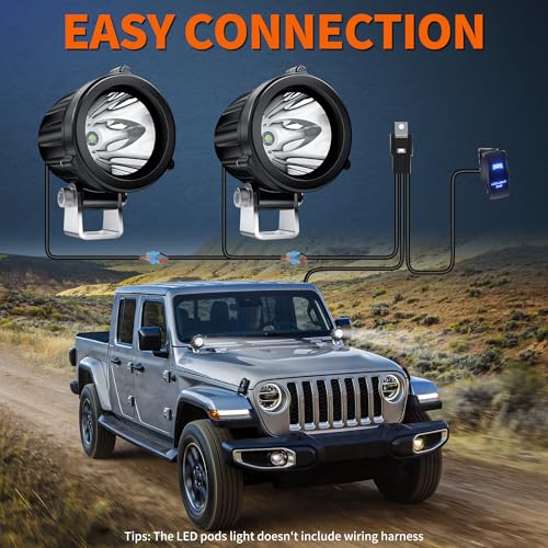 4WDKING 2" LED Round Light 20W Spot Driving Light Waterproof Off-Road Work Lamp for Motorcycle, ATV, UTV, Dirt Bike, 4x4 Pickup Truck, Boat, Trailer - Pack of 2 - Image 5