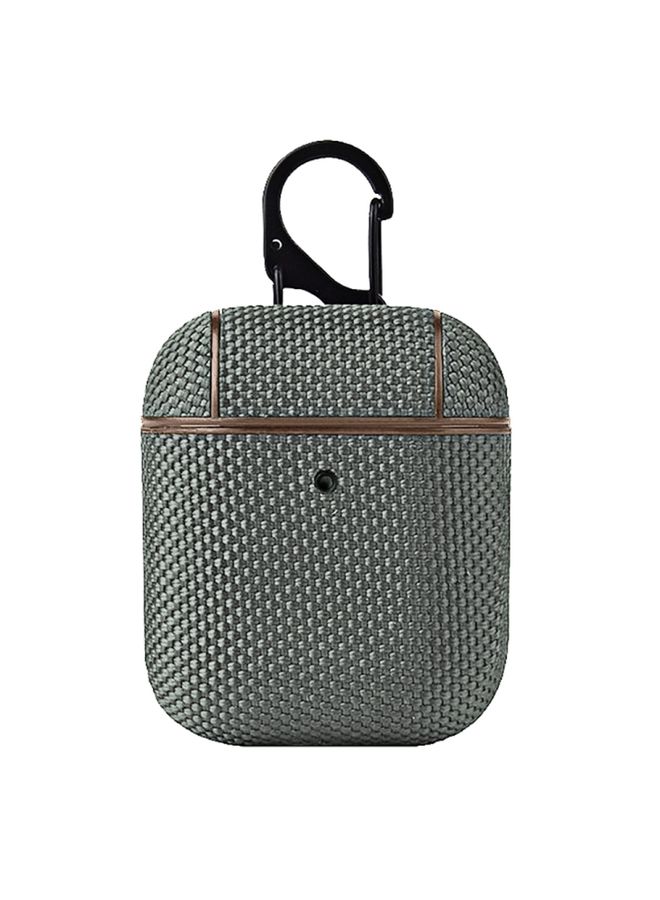 Case Cover Business Cloth Earphone Protective Case with Hook For AirPods 1 / 2 Grey