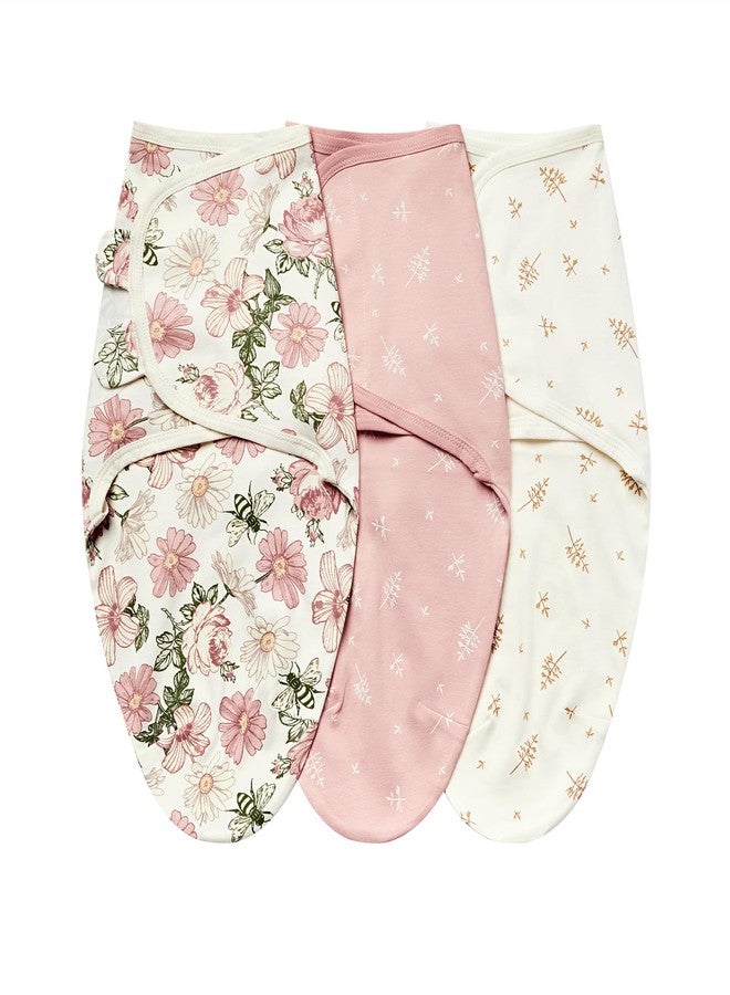 insular Baby Swaddle Wrap, Swaddle Blanket for Newborn and Infant, Adjustable Velcro Swaddling Set for Boy and Girl, Soft Cotton Baby Sleep Sack 3 Pack, Floral, Small(0-3 Month) - Image 1