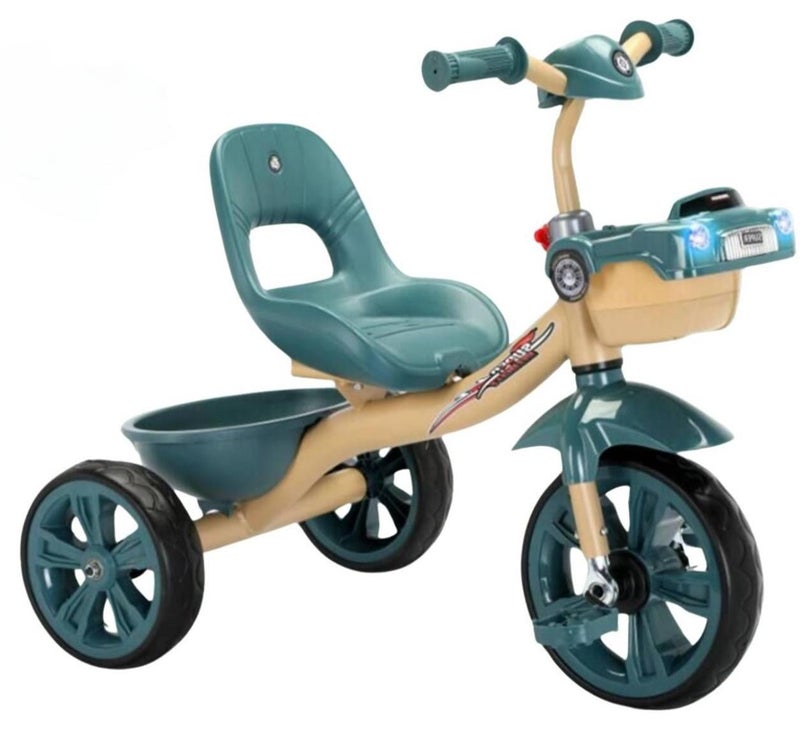 Tricycle for Kids, Baby Cycle with Light and Music, Kids Tricycle with Back Storage Basket & 3 Wheels, Baby Cycle Bike For 2 to 5 Years Boys Girls green