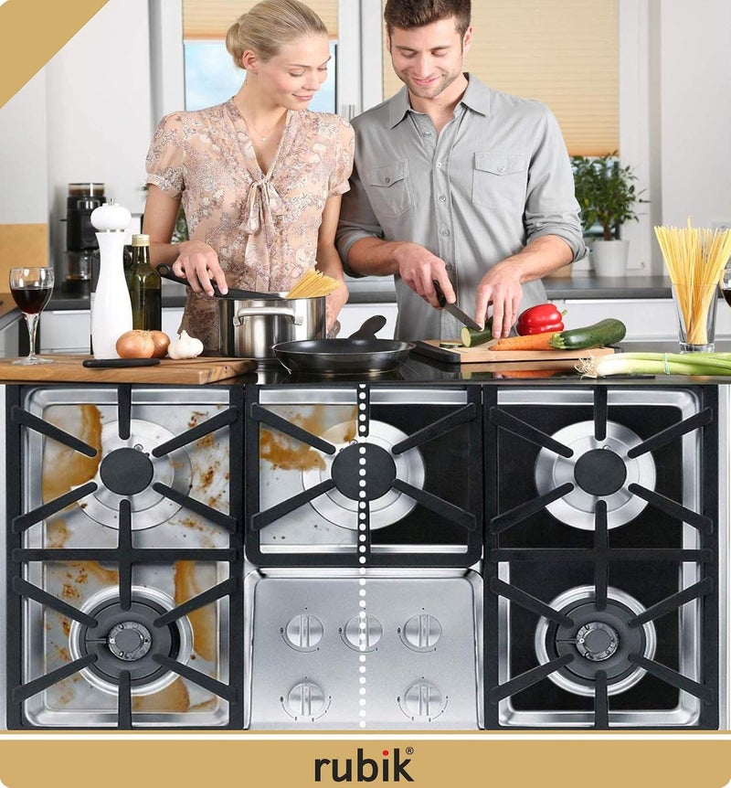 Rubik 8pcs Gas Stove Burner Covers, Non-Stick Gas Range Protectors Reusable Aluminum Foil Cover Liner Mat Pad - Dishwasher Safe, Black - Image 4