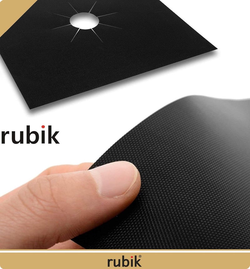 Rubik 8pcs Gas Stove Burner Covers, Non-Stick Gas Range Protectors Reusable Aluminum Foil Cover Liner Mat Pad - Dishwasher Safe, Black - Image 5