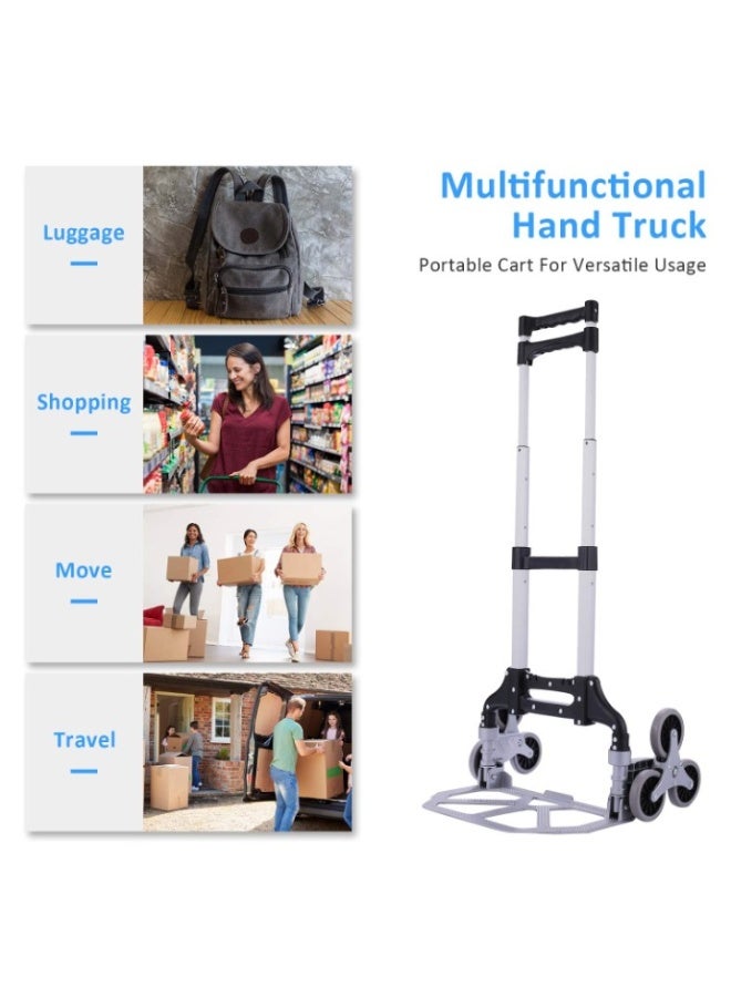 Multifunction Folded Trolley with Loading Weight 80kg Stairs Climbing Aluminium Hand Truck, Portable Strong Dolly Cart with Foldable 6 Wheels, Extendable Handle Ideal for Home, Office & Industrial Use - Image 2