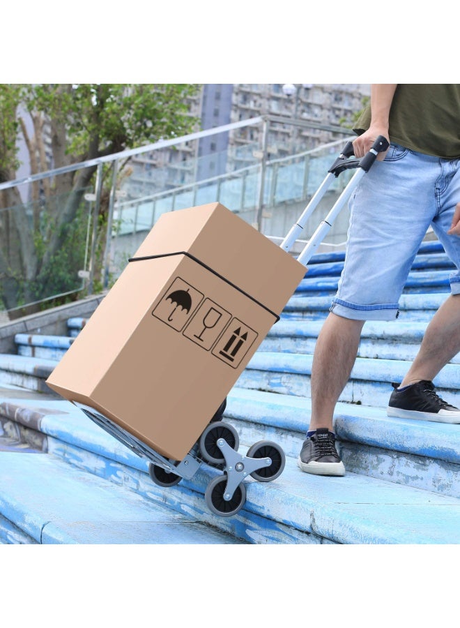 Multifunction Folded Trolley with Loading Weight 80kg Stairs Climbing Aluminium Hand Truck, Portable Strong Dolly Cart with Foldable 6 Wheels, Extendable Handle Ideal for Home, Office & Industrial Use - Image 3