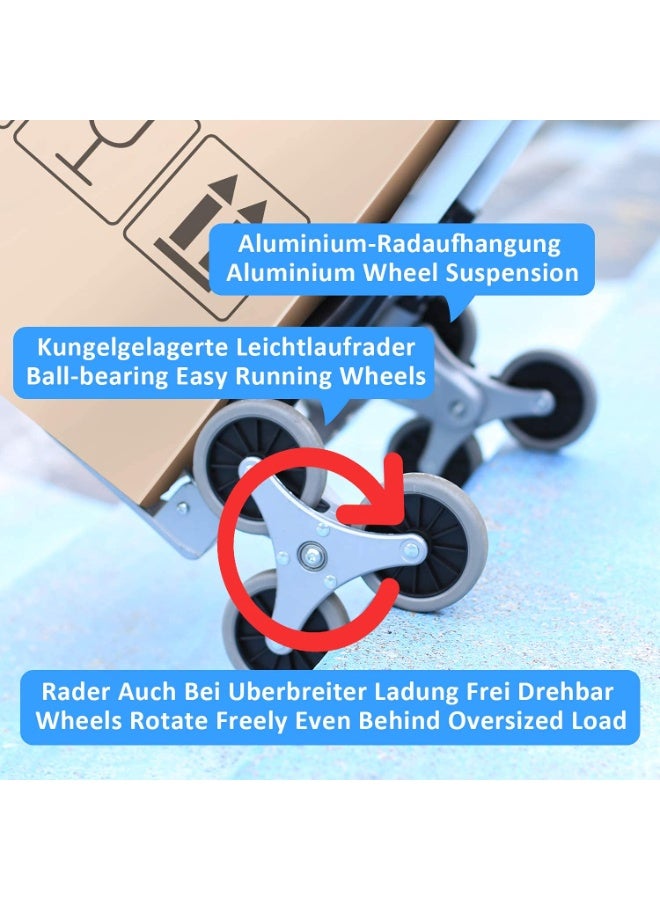 Multifunction Folded Trolley with Loading Weight 80kg Stairs Climbing Aluminium Hand Truck, Portable Strong Dolly Cart with Foldable 6 Wheels, Extendable Handle Ideal for Home, Office & Industrial Use - Image 4