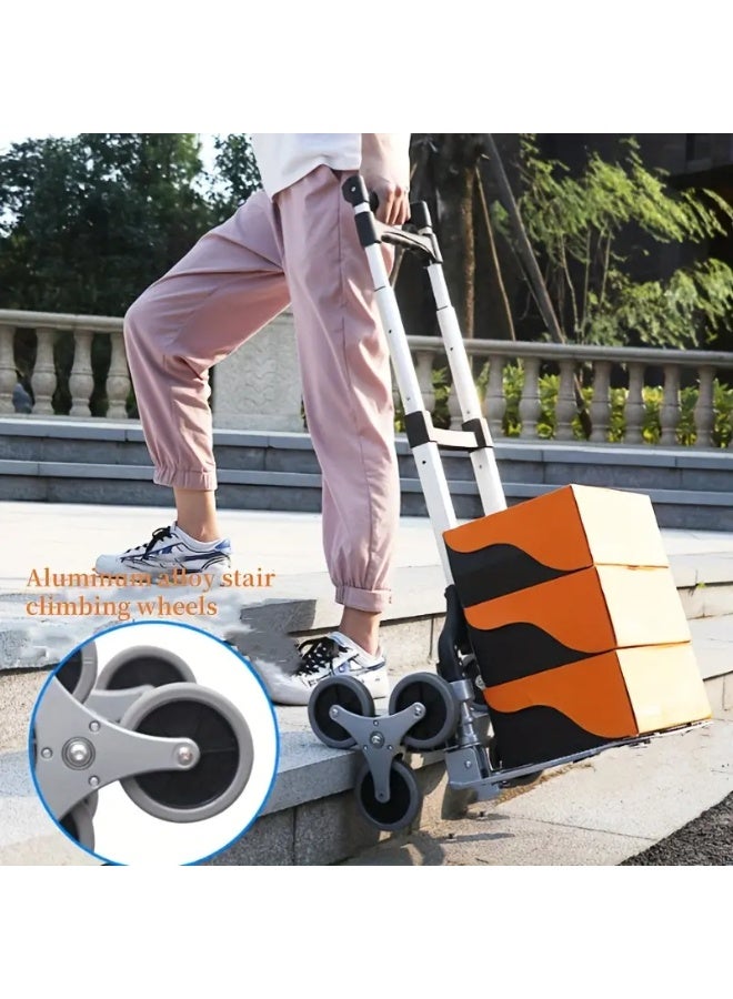 Multifunction Folded Trolley with Loading Weight 80kg Stairs Climbing Aluminium Hand Truck, Portable Strong Dolly Cart with Foldable 6 Wheels, Extendable Handle Ideal for Home, Office & Industrial Use - Image 5