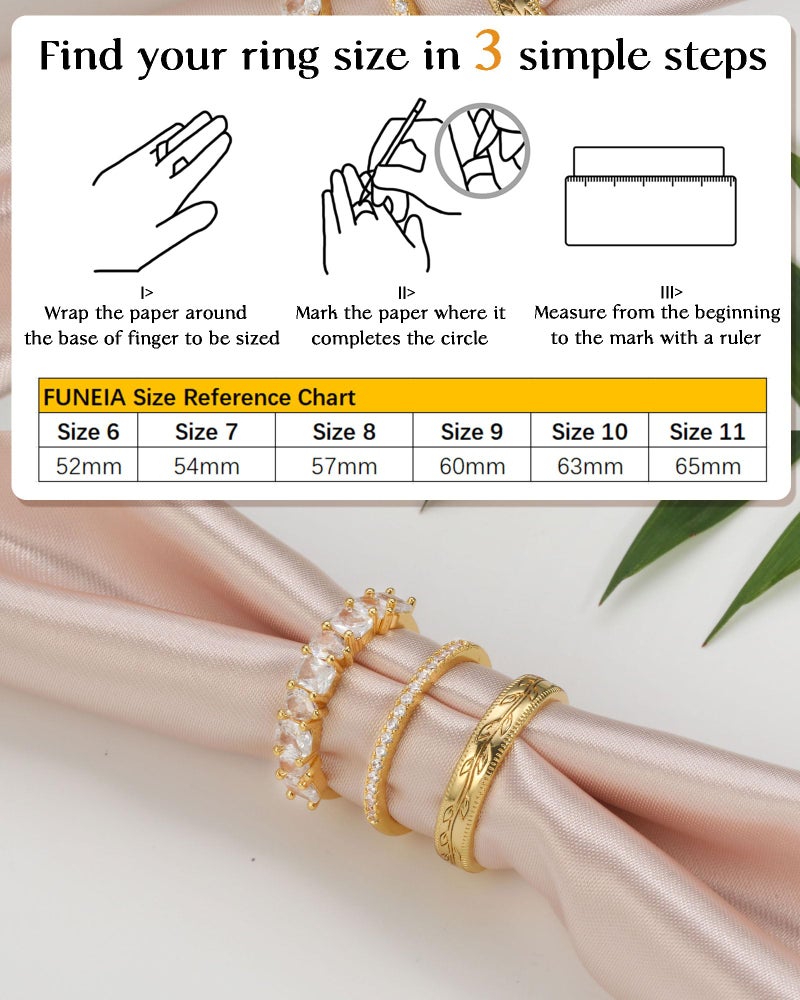 FUNEIA Stackable Gold Rings for Women Non Tarnish Chunky 14K Gold Plated Rings that Don't Tarnish Engagement Cubic Zirconia Ring Set Stack Dainty Pinky Wedding Bands Thumb Rings Gold Jewelry Size 6-11 - Image 5