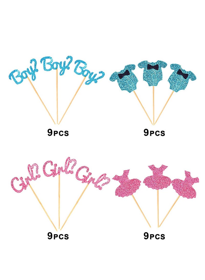 DURKU 36 Pack Boy or Girl Cupcake Toppers, Baby Shower Cupcake Picks, Gender Reveal Cupcake Topper Decorations (Blue Pink) - Image 2