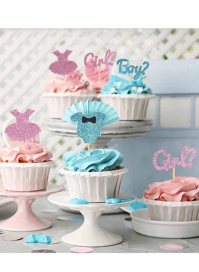 DURKU 36 Pack Boy or Girl Cupcake Toppers, Baby Shower Cupcake Picks, Gender Reveal Cupcake Topper Decorations (Blue Pink) - Image 4