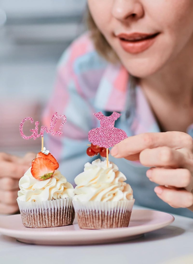 DURKU 36 Pack Boy or Girl Cupcake Toppers, Baby Shower Cupcake Picks, Gender Reveal Cupcake Topper Decorations (Blue Pink) - Image 5