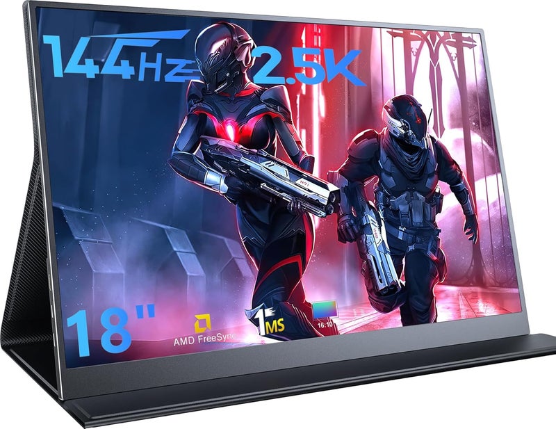 MagicRaven Portable Gaming Monitor, 18" 2.5K 144Hz VESA Laptop Screen, Dual USB C HDMI Second Computer Display with Speakers, Travel Monitor for PS4/5 Xbox Switch MAC PC Phone - Image 1