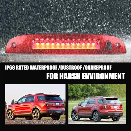 ILONPA LED 3rd Third High Mount Tail Brake Light For 2002-2010 FORD EXPLORER, 2008-2012 Ford Escape (Chrome Housing Red Lens) - Image 4