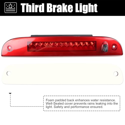 ILONPA LED 3rd Third High Mount Tail Brake Light For 2002-2010 FORD EXPLORER, 2008-2012 Ford Escape (Chrome Housing Red Lens) - Image 5