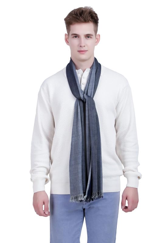 Flyer Men's stole/scarf Colour- Dark Blue & Grey stylish 100% soft viscose ethnic scarves pack of 1 ST-07 - Image 3