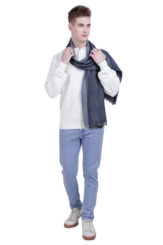 Flyer Men's stole/scarf Colour- Dark Blue & Grey stylish 100% soft viscose ethnic scarves pack of 1 ST-07 - Image 5