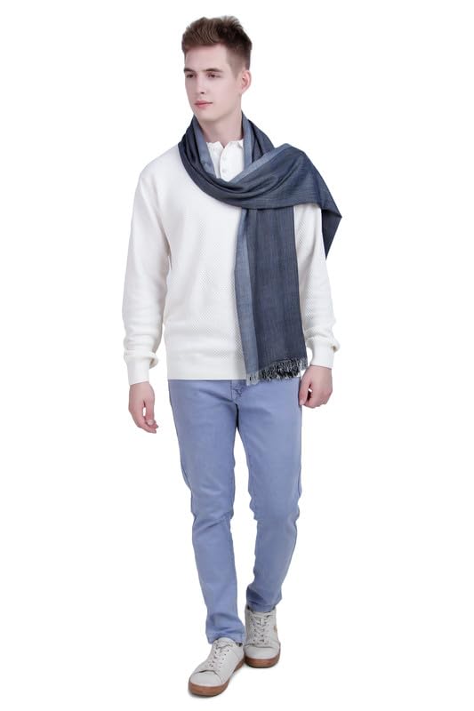 Flyer Men's stole/scarf Colour- Dark Blue & Grey stylish 100% soft viscose ethnic scarves pack of 1 ST-07 - Image 2