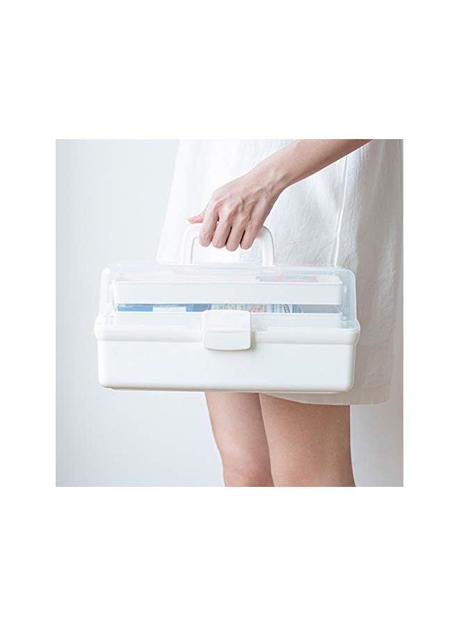 Raxoom aid kit, three-layer plastic medicine storage cabinet, portable transparent medicine folding storage box with lock and handle, 14.6x7.5x7.1in - Image 5