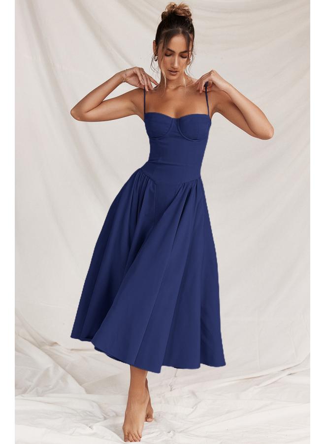 Independent Station Fashion Summer New European And American Strap Waist-tight Large Swing Skirt Dress Women's Clothing