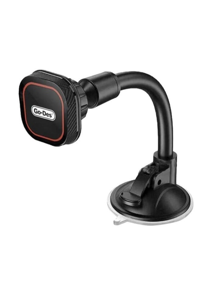 جو-ديز حامل جوال مغناطيسي للسيارة من جو-ديس (Go-Des) بمقبض مرن وقاعدة شفط قوية للزجاج والطبلون - أسود (موديل GD-HD653) - Image 3