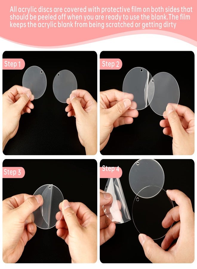Senbota 100pcs with Holes 1inch Blank Mini Acrylic Round Sheets, 2mm Thick Clear Circular Blank Tags for DIY Mini Pendant Jewelry Crafts Making Materials - Image 4