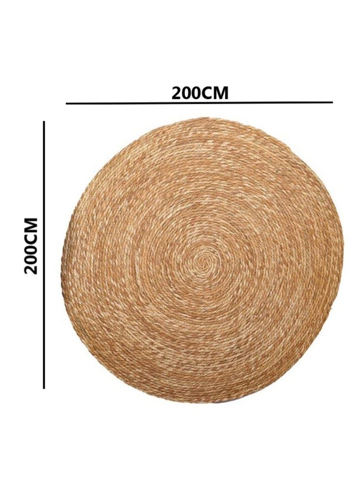 LINGWEI Natural Round Jute Rug Carpet Beige 200x200cm - Image 4