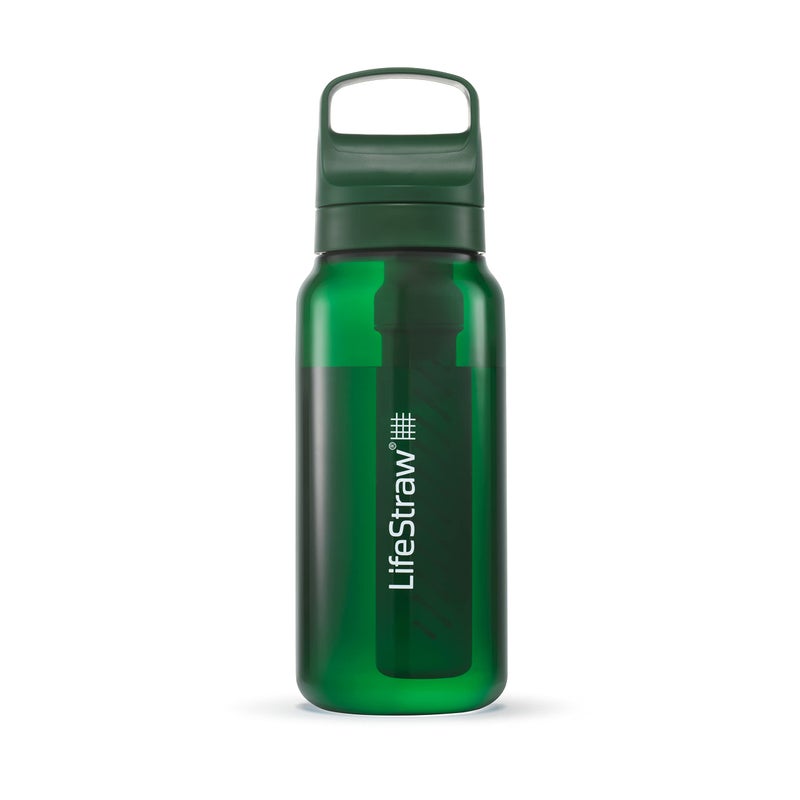LifeStraw Go Series â€“ BPA-Free Water Filter Bottle for Travel and Everyday use removes Bacteria, parasites and microplastics, Improves Taste, 1L Terrace Green - Image 1