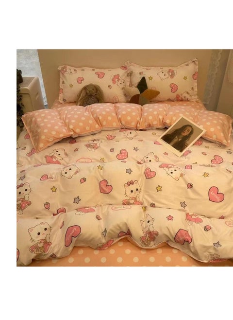 3D Comforters Queen Size Cartoon characters bedding set with fixed duvet insert, fitted bedsheet and pillowcase, 4-Pieces set QU1