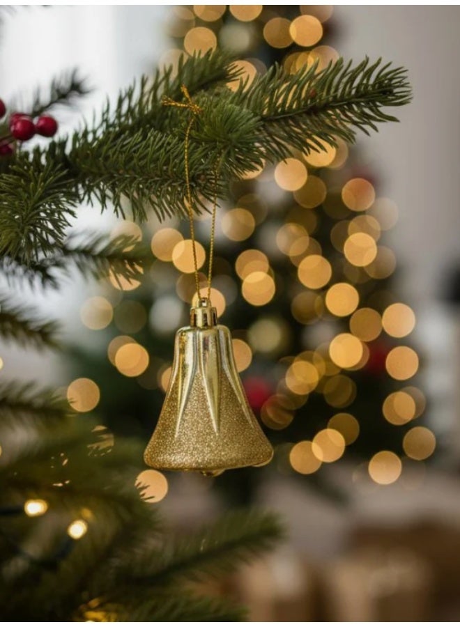 AKDC Christmas 6-Piece Hanging Bell Ornament Set – Golden Color Bells for Tree, Door, and Holiday Decorations - Image 2