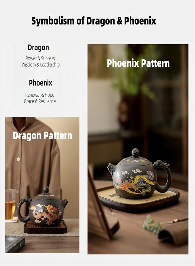 WEOPYCJ Color-Changing Yixing Purple Clay Teapot 15oz, Chinese Handmade Enchanted Dragon and Phoenix Zisha Tea Pot Gongfu Tea Set - Image 5