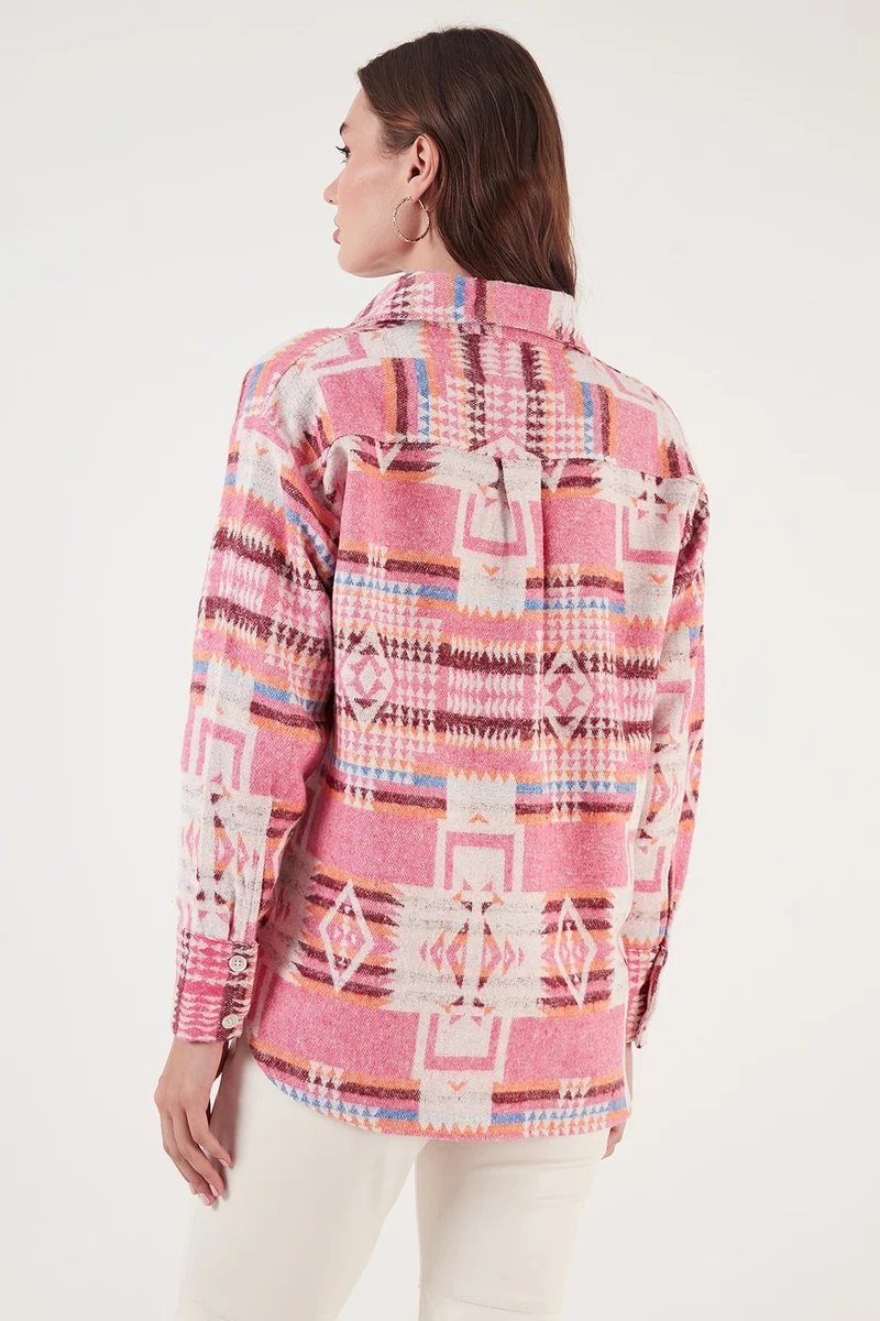 ليلا Patterned Cotton Regular Fit Lumberjack Shirt Women's Shirt CF24W167000