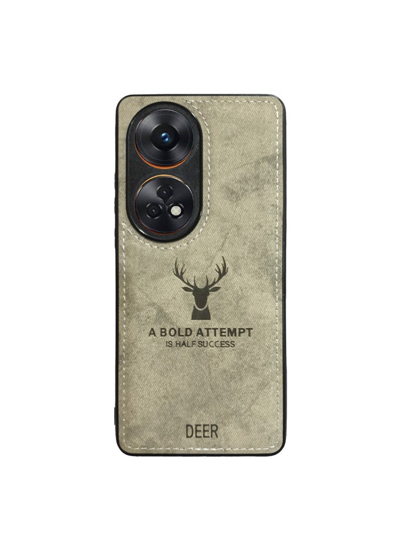 ELMO3EZZ Reno 8T 5G Digital Luxury Soft Texture Patterned TPU Cloth Case, Dirt-Resistant, Anti-Shock, Anti-Fingerprint, Full Body Protective For Oppo Reno 8T/5G (Grey)