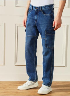Dennis Lingo Mid Rise Relaxed Fit Clean Look Cargo Jeans by Styli  - Image 1