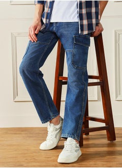 Dennis Lingo Mid Rise Relaxed Fit Clean Look Cargo Jeans by Styli  - Image 5