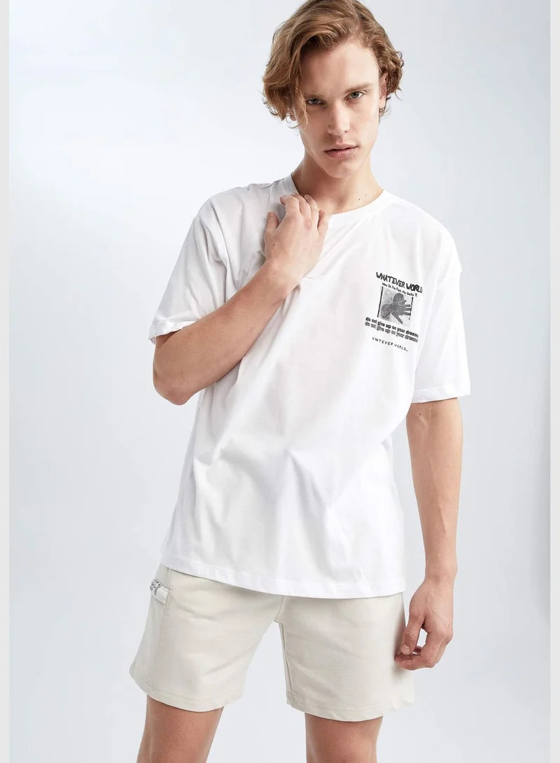 DeFacto Boxy Fit Crew Neck Short Sleeve Printed T-Shirt