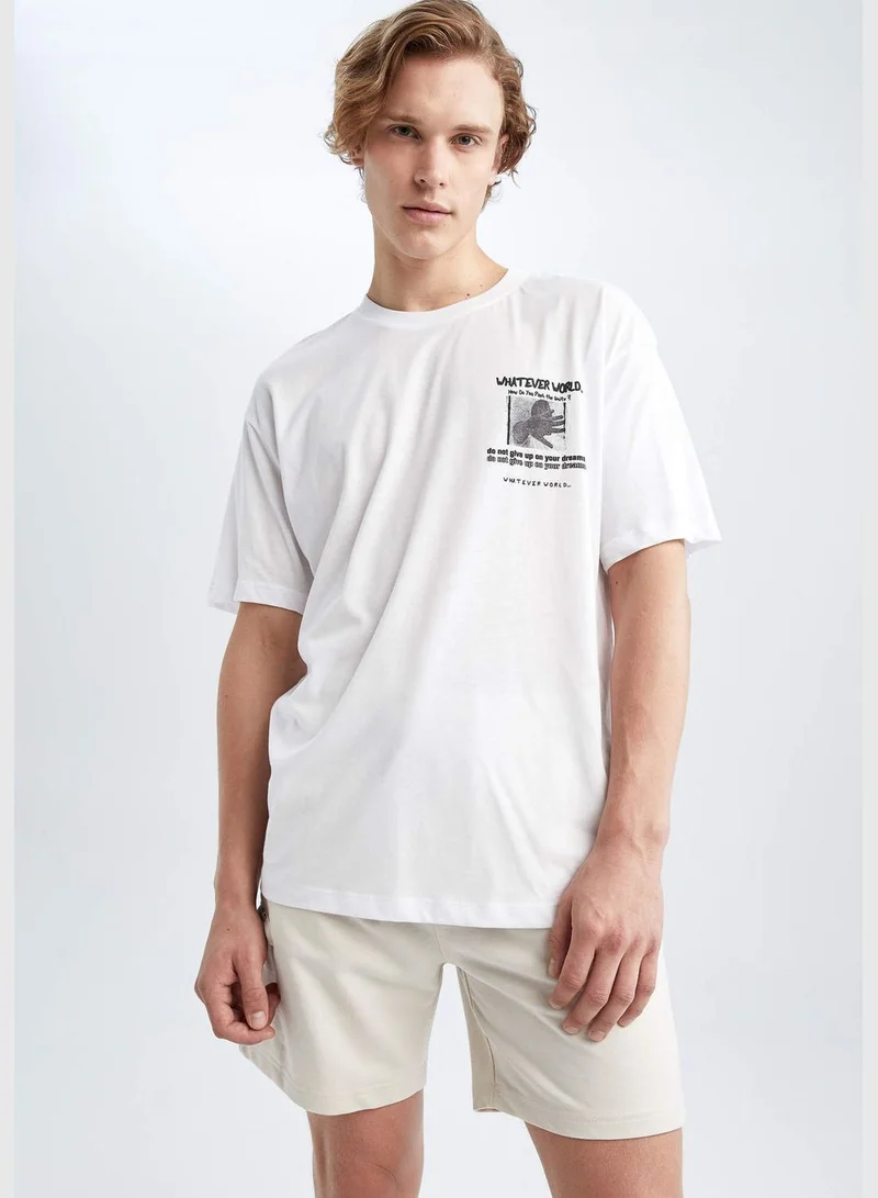 DeFacto Boxy Fit Crew Neck Short Sleeve Printed T-Shirt