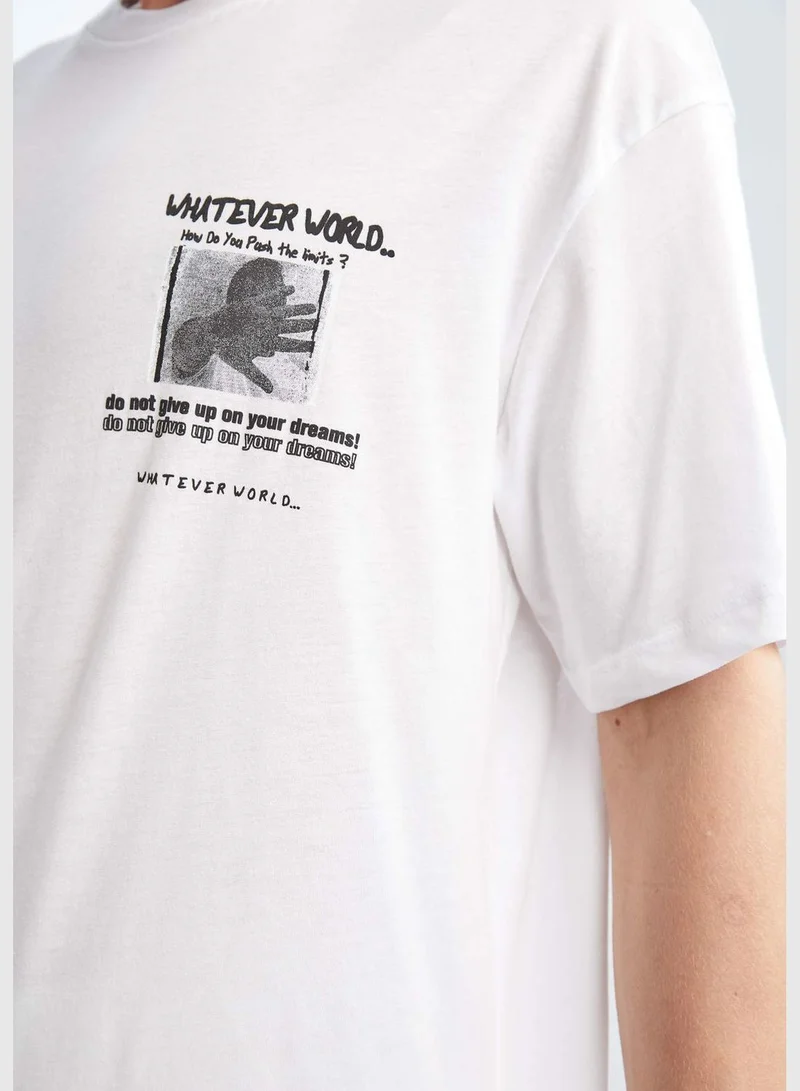DeFacto Boxy Fit Crew Neck Short Sleeve Printed T-Shirt