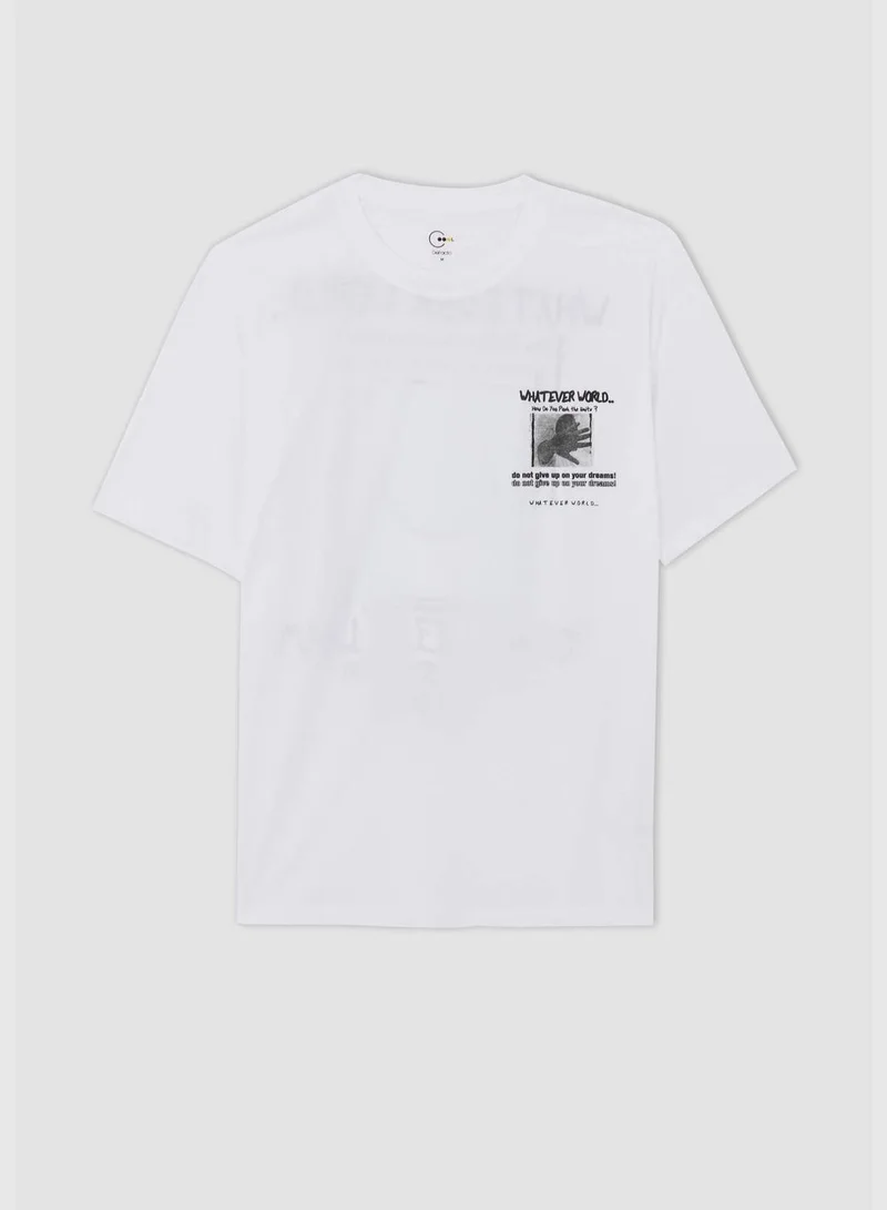 DeFacto Boxy Fit Crew Neck Short Sleeve Printed T-Shirt