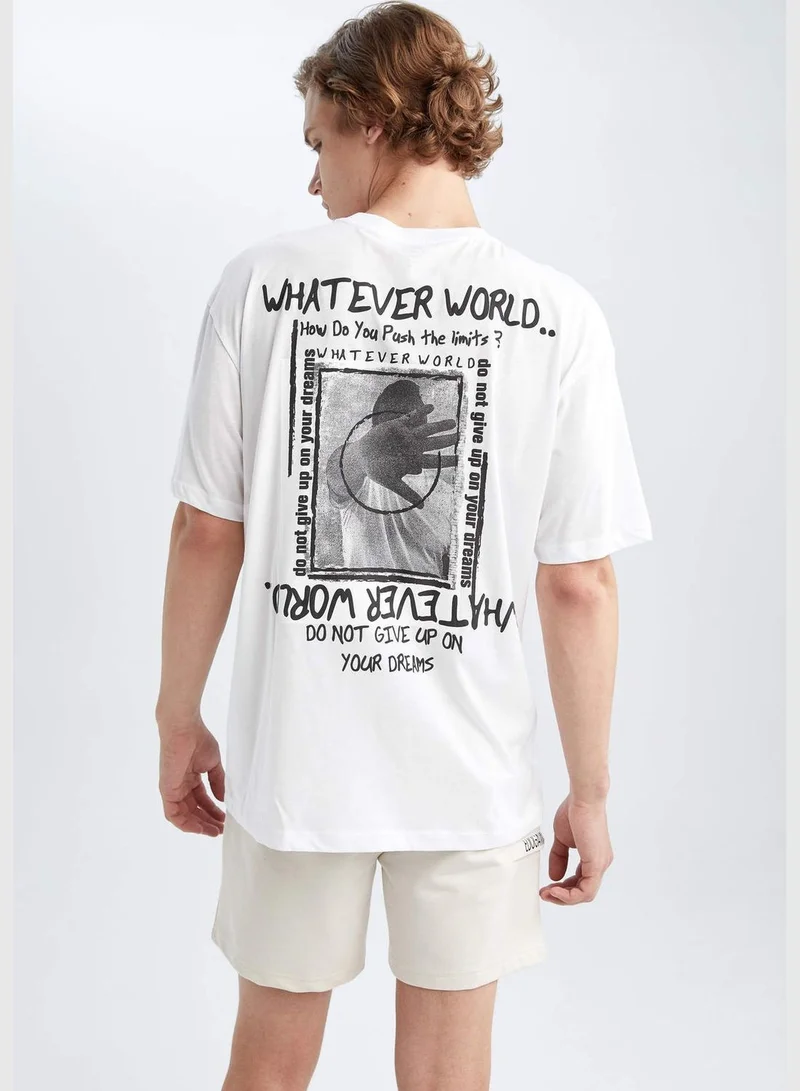 DeFacto Boxy Fit Crew Neck Short Sleeve Printed T-Shirt
