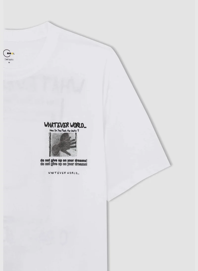 DeFacto Boxy Fit Crew Neck Short Sleeve Printed T-Shirt