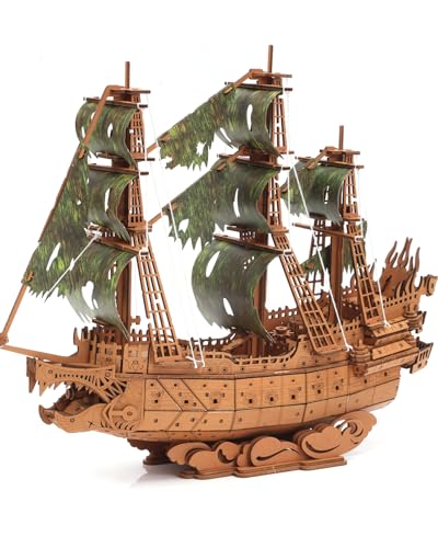 Jigtoy 3D Wooden Flying Dutchman Pirate Ship Puzzle Kits for Adults to Build  Ideal Model for Puzzle Building Enthusiasts - Image 1
