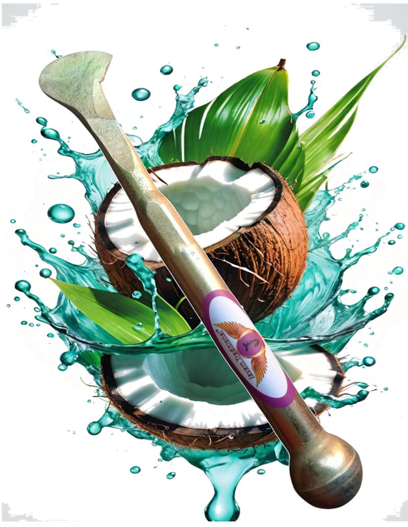 Jayam Traditional Big Gundu Coconut Slicer Cutter | Breaker | Cracker | Chopper With Strong Iron Handle,Silver - Image 3