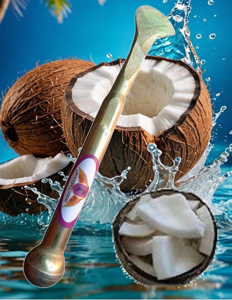 Jayam Traditional Big Gundu Coconut Slicer Cutter | Breaker | Cracker | Chopper With Strong Iron Handle,Silver - Image 2