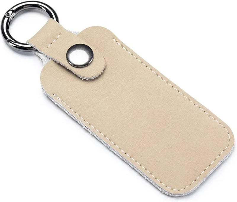 6 Pcs Leather USB Storage Protective Cover Keyring Flash Drive Anti-Loss Car Keychain Case for Shield(Beige) - Image 1