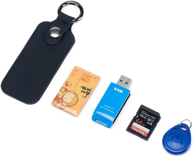 6 Pcs Leather USB Storage Protective Cover Keyring Flash Drive Anti-Loss Car Keychain Case for Shield(Beige) - Image 5