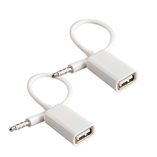 Oxsubor AUX to USB Adapter, 3.5mm Male Audio Jack to USB 2.0 Female Converter Cable, 2-Pack – Only for Car AUX-in with MP3 Decoder, Not for Headphones, Speakers, Computers, or MP3 Players - Image 1